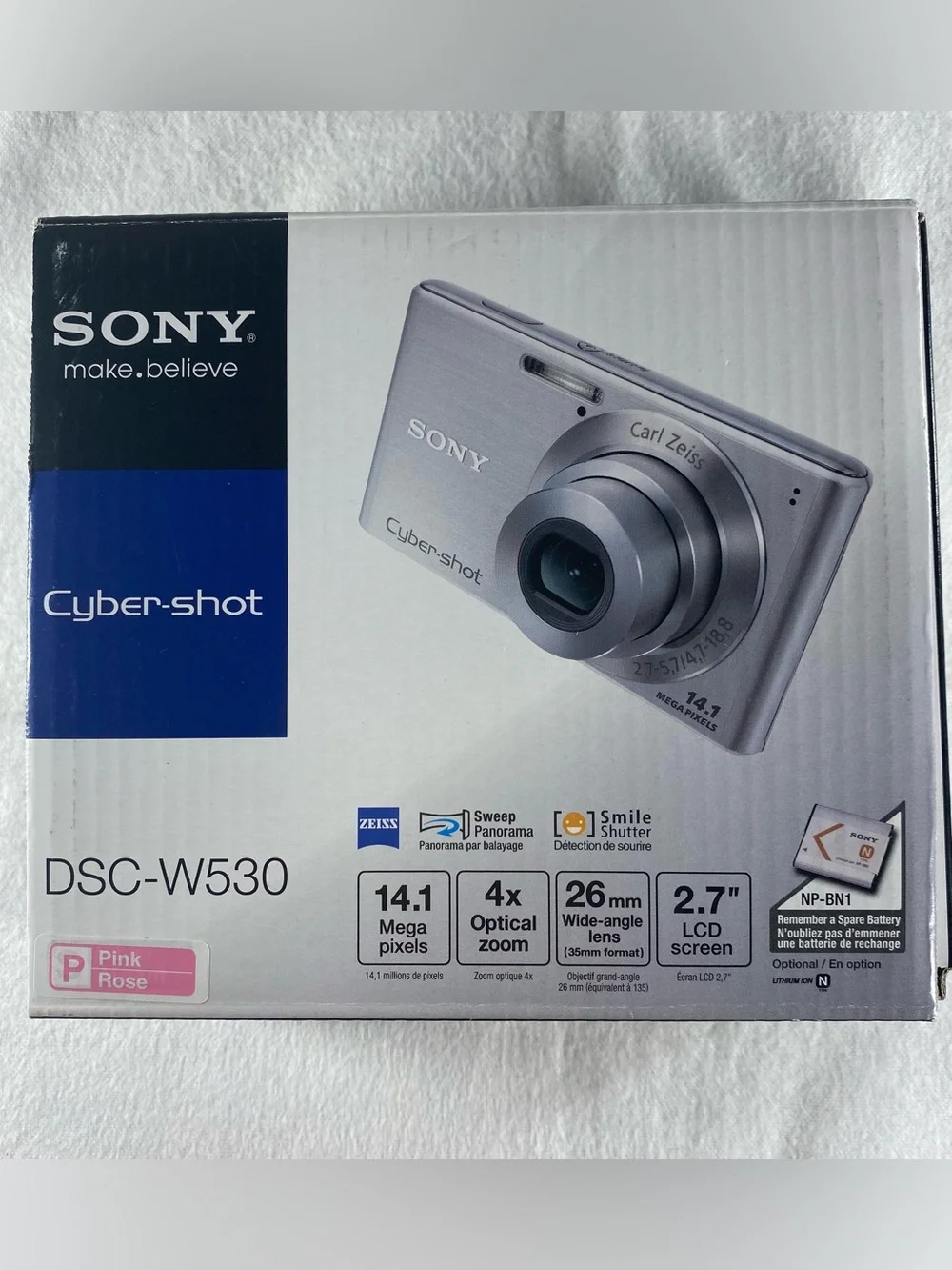 Sony Cybershot DSC-W530 Manual Battery Charge USB Cord Box Included NO CAMERA